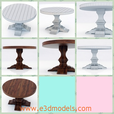 3d model the dining table with a cross holder - This is a 3d model of the dining table with a cross holder underneath.The model is made of wood.
