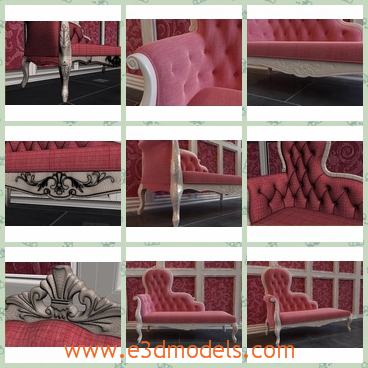 3d model the divan - This is a 3d model of the classical pink chaise longue,which is made in the European style.The surface is soft and spacious.