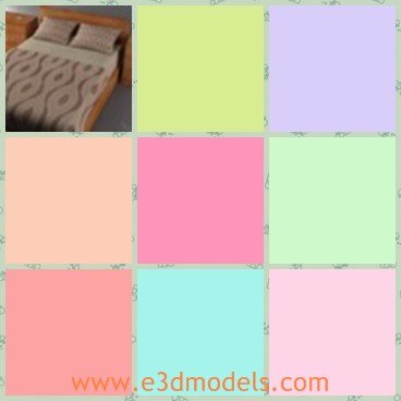 3d model the double bed - This is a 3d model of the double bed,which is modern and made with good quality.The bed is popular and common in the bedroom.