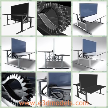 3d model the double desk - This is a 3d model of the double desk,which is modern and adjustable.The desk is clean and made with good quality.