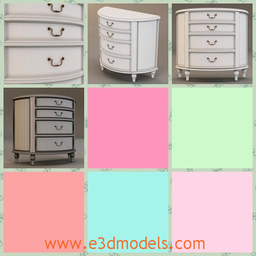3d model the drawers of a chest - This is a 3d model of the drawers of a chest,which is white and pretty.The handle of the chest is special.