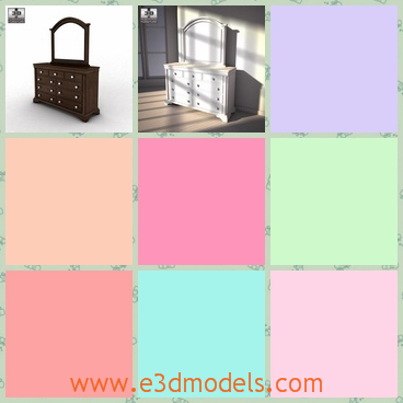 3d model the dresser as the furniture - This is a 3d model of the dresser in the bedroom,which is made in wood and it is so stable and special.