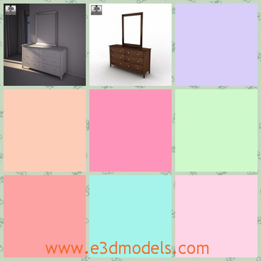 3d model the dresser in the bedroom - This is a 3d model of the dresser in the bedroom,which is made in nico and the mirror on it is so clean and big.