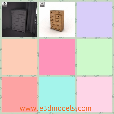 3d model the dresser-the chest - This is a 3d model of the chest,which has so many drawers with it and the body is large so it is placed in the corner of the room.