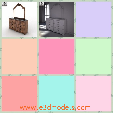 3d model the dresser with a mirror - This is a 3d model of the dresser with a mirror,which is large and glorious.The dresser is linked with a mirror.