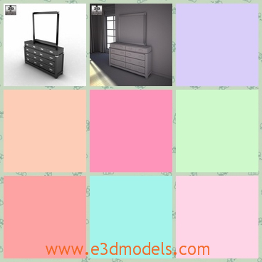 3d model the dresser with a mirror - This is a 3d model of the dresser with a mirror,which is designed with detailed textures.The model is common in the room.