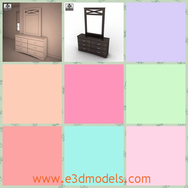 3d model the dresser with a mirror - This is a 3d model of the dresser with a mirror,which is fit for the arrangement of the room.