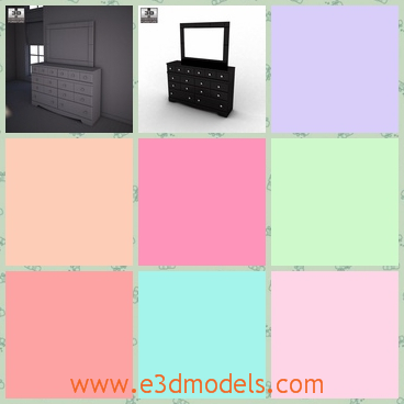 3d model the dresser with a mirror - This is a 3d model of the dresser with a mirror,which is white and big enough.The model doesn't include the lighting setup.