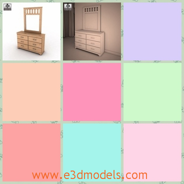 3d model the dresser with a mirror - This is a 3d model of the dresser with a mirror,which is large and the mirror is clean.The model is linked to the lower part.