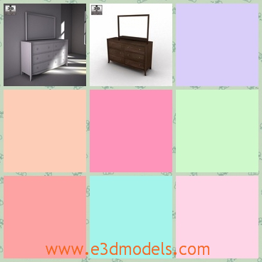 3d model the dresser with the mirror - This is a 3d model of the dresser with the mirror,which flawlessly captures a rich contemporary style while maintaining a warm inviting design.