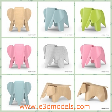 3d model the elephant stool - This is a 3d model of the elephant stool,which is made with plastic materials.The model is cute and convenient to carry.