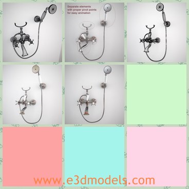 3d model the faucet - This is a 3d model of the bathtub faucet with hand held shower,which is classic and traditional.