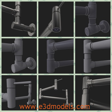 3d model the faucet in the kitchen - This is a 3d model of the faucet in the kitchen,which is solid and was made in high quality and the model is common in the kitchen.