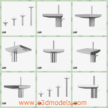 3d model the faucet of the washbasin - This is a 3d model of the faucet of the washbasin,which is new and modern.A round body and a quadratic plate that provide plenty of space for water to flow.
