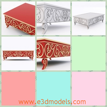3d model the fine coffee table - This is a 3d model of the fine coffee table,which is made of the special materials.The model is decorated with the pretty flowers.