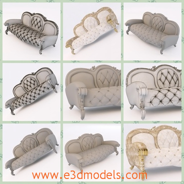 3d model the fine sofa in baroque style - This is a 3d model of the sofa in Barroque style,which is ancient and classical.The sofa stands for the elements of royal.