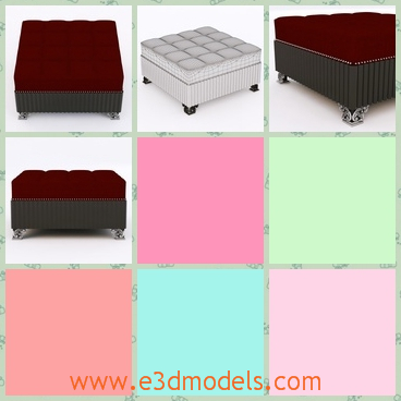 3d model the footstool in a square shape - This is a 3d model of the footstool in a square shape,which is covered with a sofa materials.