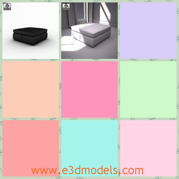3d model the footstool in black - This is a 3d model of the footstool with the storage,which is black and the storage is spacious under the seat ofr magazines,toys,etc.