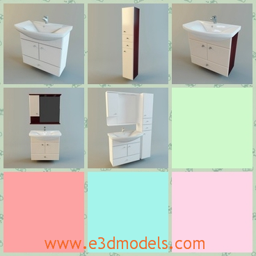 3d model the furniture in the bathroom - This is a 3d model of the furniture in the bathroom,which includes the basin,and the mirror and the chest.