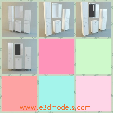 3d model the furniture in the lavatory - This is a 3d model of the furniture in the lavatory,which is modern and special.The model includes the basin,the mirror,the chest and wardrobe.