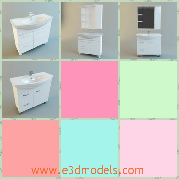 3d model the furniture in the lavatory - This is a 3d model of the furniture in the lavatory,which is modern and new.The model is made with a mirror and the tap on the basin is special and fine.