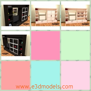 3d model the furniture set - This is a 3d model of the entertainment center,which includes the cabinet,the television,the shelf and the picture.