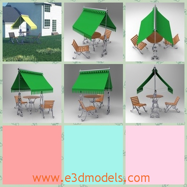 3d model the garden with a sunshade - This is a 3d model of the garden,which is a simple model of some garden furniture to decorate outdoor scenes.
The product contains four resolutions of the model, the high resolution version being rigged for animation.
