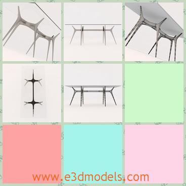 3d model the glass table - This is a 3d model of the glass table,which is modern and special.The model is hold by the sharp legs underneath.
