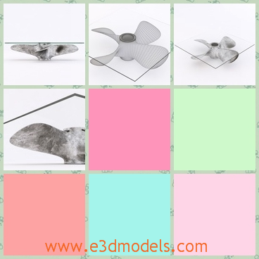 3d model the glass table - This is a 3d model of the galss table,which is transparent and square.The model is hold by a piece of rock underneath.