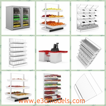 3d model the goods in the supermarket - This is a 3d model of the goods in the supermarket,which is spacious and modern.The model is modern and common in our life.