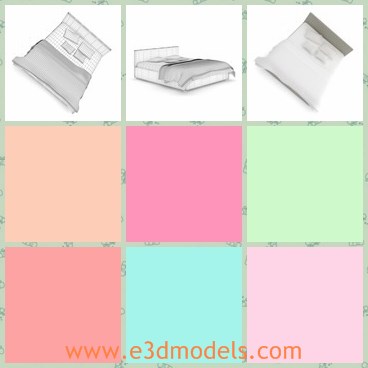 3d model the grey bed - This is a 3d model of the grey bed,which is made with mattress and pillows.The model is clean and order.
