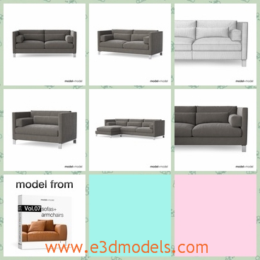 3d model the grey sofa - This is a 3d model of the grey sofa,which is the divan in the bar and living room.The model is  made with attention to details.