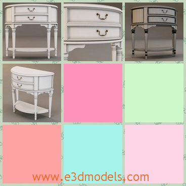 3d model the half-round table - This is a 3d model of the half-round table,which is painted in white color and the sppearance is special and outstanding.