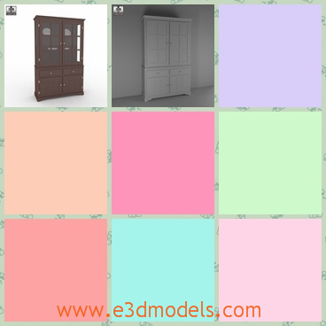 3d model the hutch for clothes - This is a 3d model of the hutch for clothes,which is made of wood and the cabinet is made on the old style.