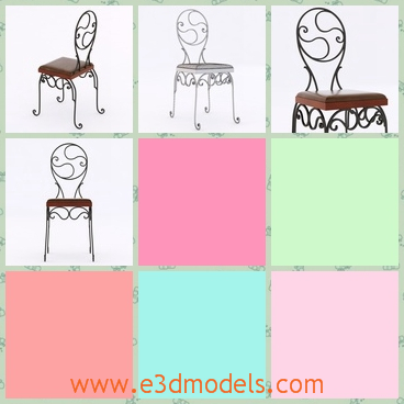3d model the iron chair with ornaments - This is a 3d model of the iron chair with ornaments on it,which looks like the flowers at first sight.
