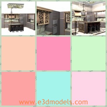 3d model the kitchen - This is a 3d model of the kitchen,which is made in the Italian style.The model is modern and spacious.