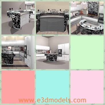3d model the kitchen - This is a 3d model of the kitchen,which is modern and luxury.The kitchen has elegant furniture.
