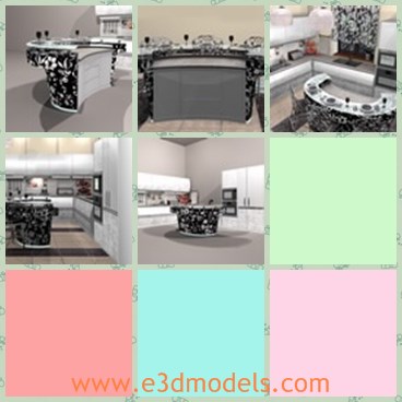 3d model the kitchen - This is a 3d model of the kitchen,which is modern and luxury.The kitchen has elegant furniture.