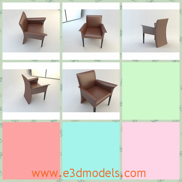 3d model the leather chair on the floor - This is a 3d model of the chair on the floor,which is modern and brown.The textures of the chair is special and outstanding.