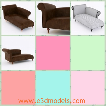 3d model the leather couch - This is a 3d model of the leather couch,which is made in realistic shape and the couch has the back that is tilted.