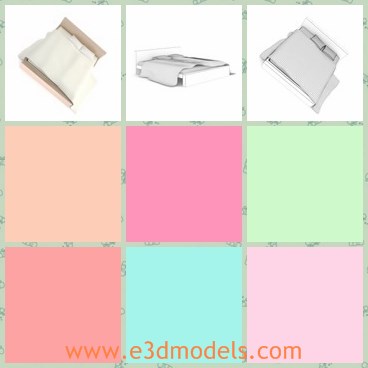 3d model the light wooden bed - This is a 3d model of the light wooden bed,which is modern and popular.THere are thre pillows on the bed.