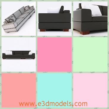 3d model the long couch - This is a 3d model of the long couch,which is long and modern.The pillows on the sofa are small but cute.