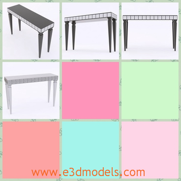 3d model the long table with four legs - This is a 3d model of the long table with four legs,which are special and outstanding.The model can be placed in the cornoer of a room.