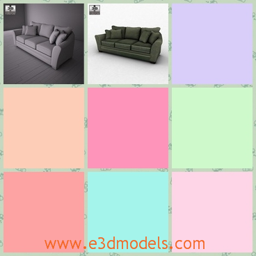3d model the loveseat with five pillows - This is a 3d model of the loveseat with five pillows,which is grey and large.The model is outstanding and charming.