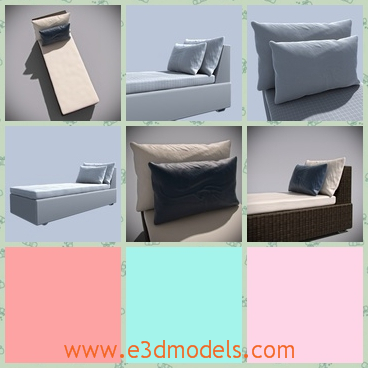3d model the luxury sunbed with pillows - This is a 3d model of the luxury sunbed with pillows,which is new and modern and common nowadays.