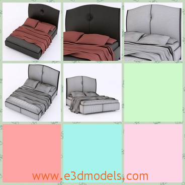 3d model the modern bed - This is a 3d model of the modern bed,which is covered by the black materials and the style is modern and stable.