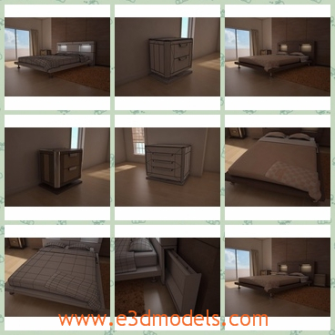 3d model the modern bedroom - This is a 3d model of the modern bedroom,which  includes the bedside,the drawer,the chest,the nightstand and the modern dresser.