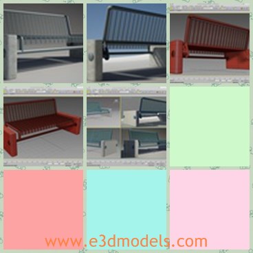 3d model the modern bench - This is a 3d model about the modern bench,which is placed outdoor.The model is long and popular in the life.
