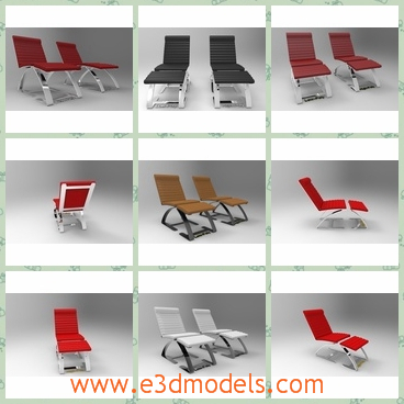 3d model the modern chair - This is a 3d model of the modern chair,which is long and modern.The model contains difuse texture,ambien occulsion texture,specular texture and normal map.