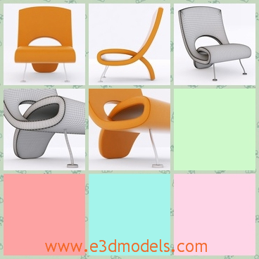 3d model the modern chair in special shape - This is a 3d model of the chair in the special shape,which is yellow and outstanding.The chair is created by a famous creator.